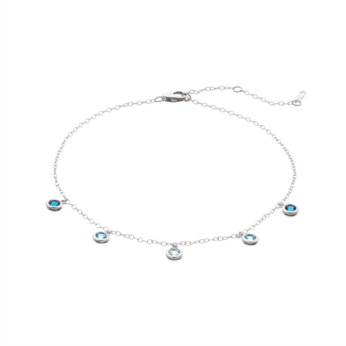 Kohls Sterling Silver Blue Topaz Station Anklet