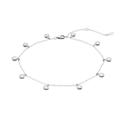 Kohls Sterling Silver Lab Created White Sapphire Station Anklet