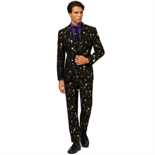 Mens OppoSuits Slim-Fit Fancy Fireworks Novelty Suit & Tie Set