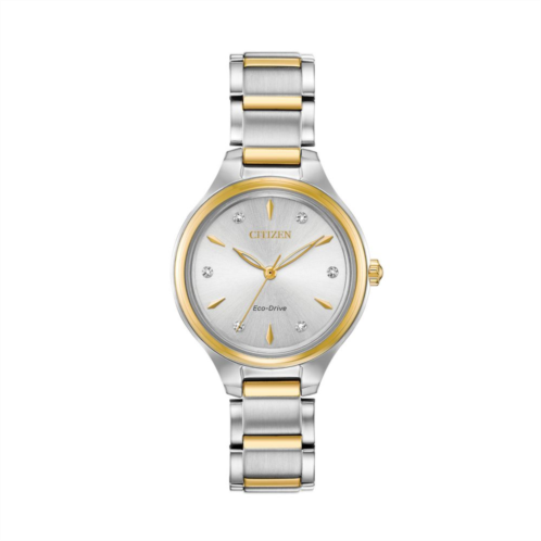 Citizen Eco-Drive Womens Diamond Accent Two Tone Stainless Steel Watch - FE2104-50A