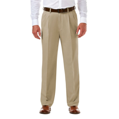 Mens Haggar Cool 18 PRO Classic-Fit Wrinkle-Free Pleated Expandable Waist Pants