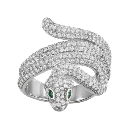 Designs by Gioelli Sterling Silver Cubic Zirconia Snake Ring