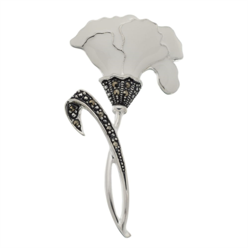 Tori Hill Marcasite & Enamel Flower Brooch