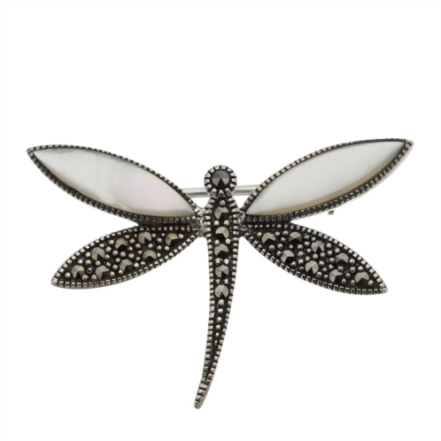 Tori Hill Marcasite & Mother of Pearl Dragonfly Brooch