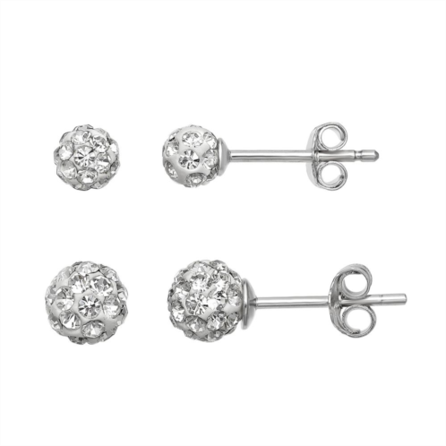 PRIMROSE Sterling Silver Crystal Ball Earring Set