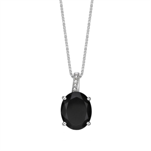 Gemminded Sterling Silver Black Onyx Diamond Accent Pendant Necklace