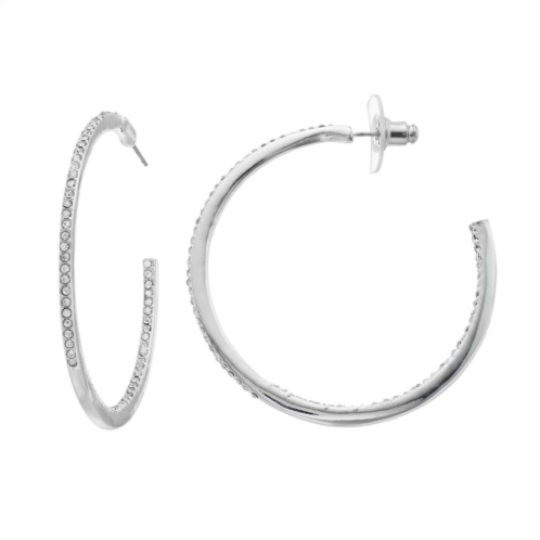Youre Invited ... Silver-Tone Pave Hoop Earrings