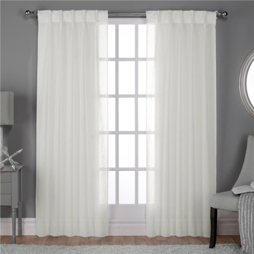 Exclusive Home 2-pack Belgian Textured Sheer Pinch Pleat Window Curtains