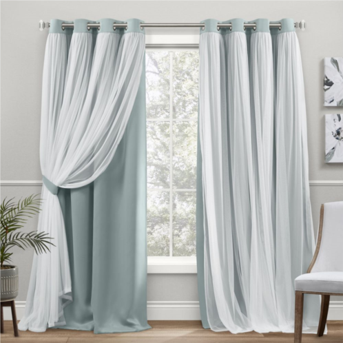 Exclusive Home Town and Country 2-pack Catarina Layered Solid Blackout and Sheer Window Curtains