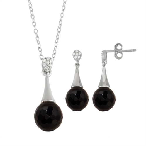 Unbranded Onyx Cubic Zirconia 2-piece Pendant Necklace & Earring Set