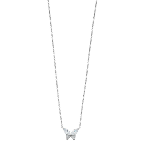 Womens PRIMROSE Primrose sterling silver pave cubic zirconia marquise butterfly necklace, shipped on an 18 inch cable chain and secured with a spring-ring clasp to complete the loo