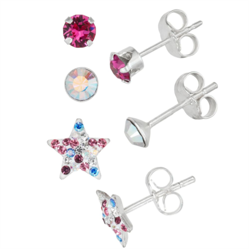 Charming Girl Multi-Color Star Crystal Stud Earring Set