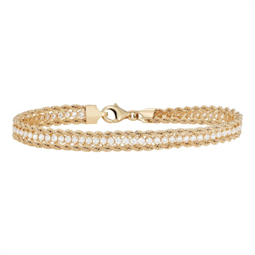 Unbranded 14k Gold Cubic Zirconia Rope Bracelet