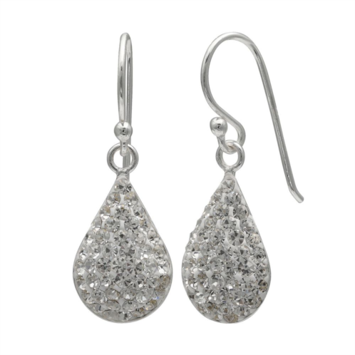 Womens PRIMROSE Primrose sterling silver clear pave crystal clay set teardrop earrings, secured with fishhook to complete the look.