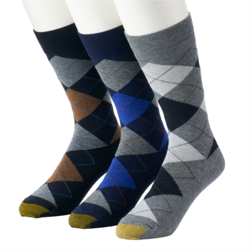 Mens GOLDTOE 3-pack Carlyle Argyle Crew Fashion Socks