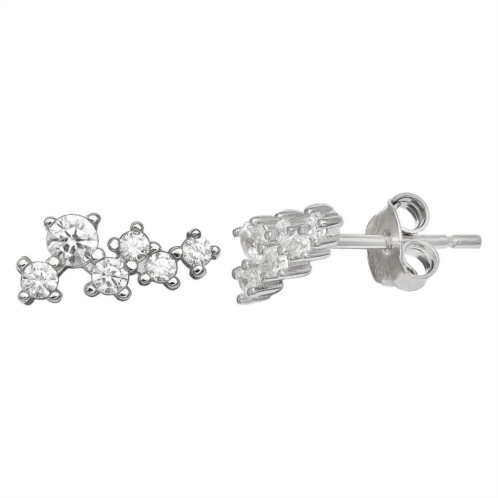 PRIMROSE Sterling Silver Cluster Cubic Zirconia Stud Earrings