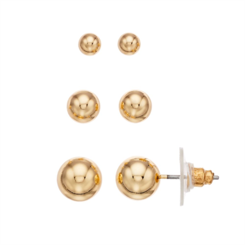 Napier Gold Tone Ball Stud Earring Set