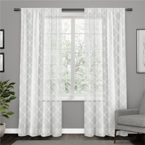 Exclusive Home 2-pacl Aberdeen Sheer Woven Trellis Embellished Window Curtains
