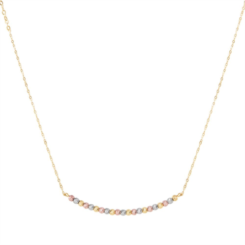 Everlasting Gold 14k Gold Tri-Tone Bead Necklace