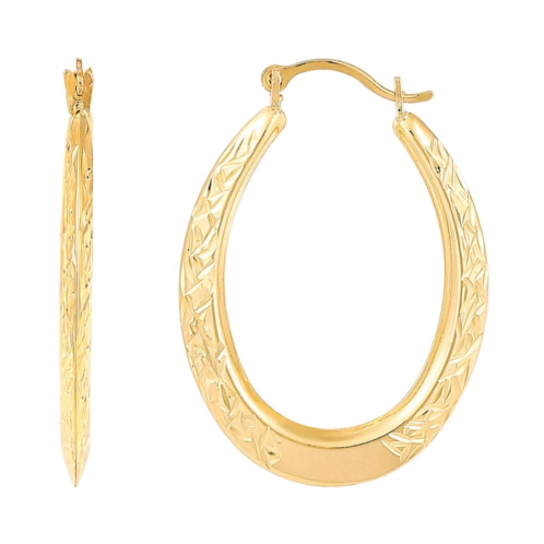 Everlasting Gold 10k Gold Oval Hoop Earrings