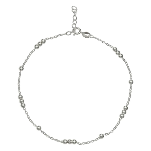 Womens PRIMROSE Primrose sterling silver 3 bead 1 bead cable anklet 9+1 secured with a spring-ring to complete the look.