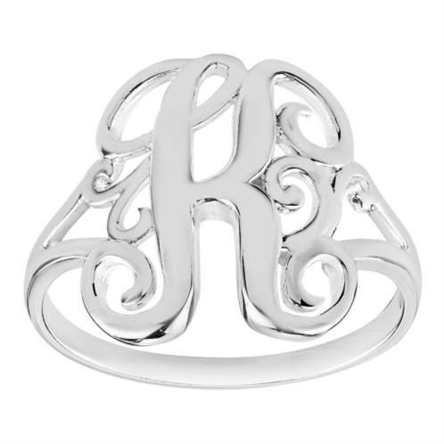 Womens PRIMROSE Sterling silver polished monogram initial B band ring size 7.