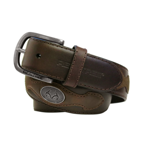 Mens Realtree Feather-Edge Buck Mark Leather Belt