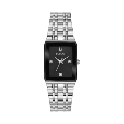 Bulova Womens Quadra Stainless Steel Diamond Watch - 96P202