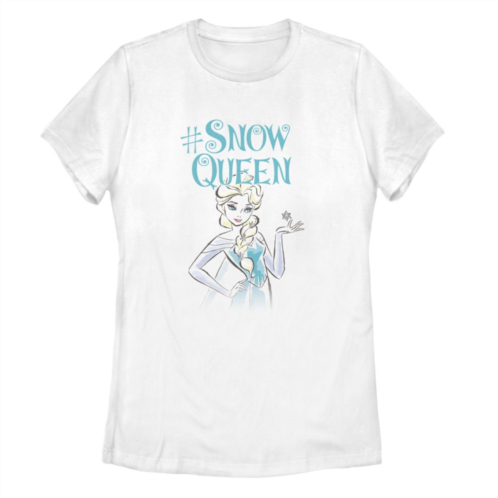 Juniors Disneys Frozen Elsa Hashtag Snow Queen Crew Tee
