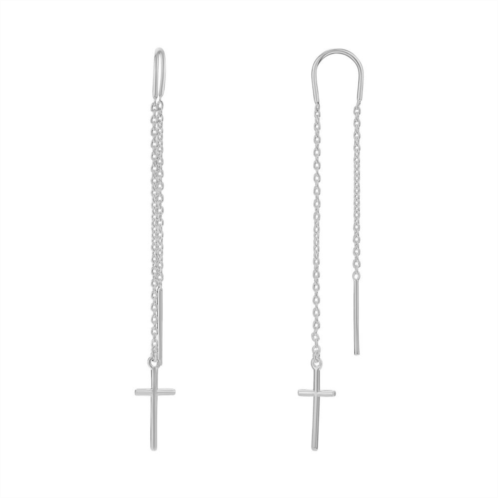 PRIMROSE Sterling Silver Cross Threader Earrings