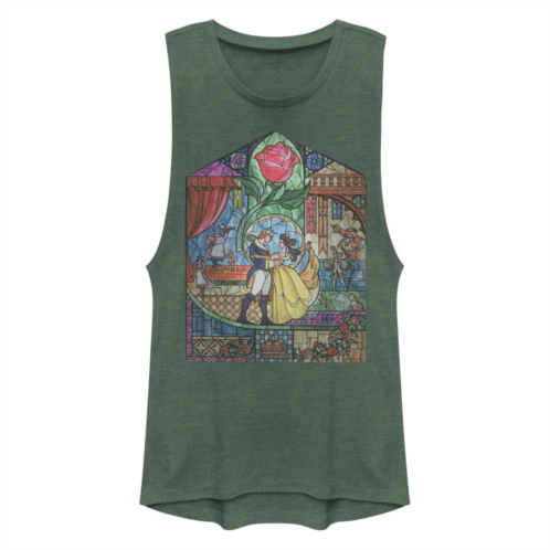 Juniors Disneys Beauty and the Beast Stained Glass Muscle Tank Top