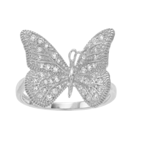 SIRI USA by TJM Sterling Silver White Topaz Butterfly Ring