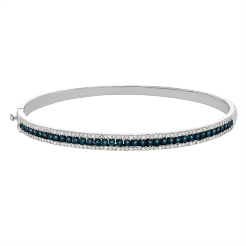 Unbranded Sterling Silver 1/2 Carat T.W. Blue & White Diamond Bangle Bracelet