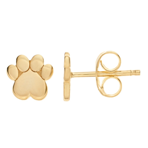 Unbranded 14k Gold Heart Dog Paw Stud Earrings