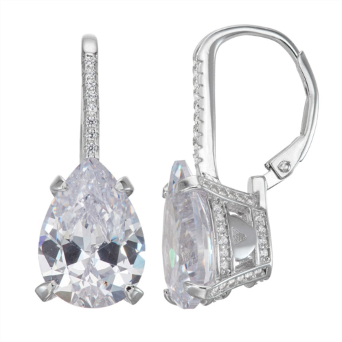 Designs by Gioelli Sterling Silver Simulated Gemstone Teardrop Leverback Earrings
