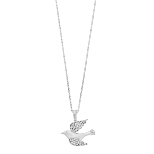 Gemminded Sterling Silver 1/6 Carat T.W. Diamond Bird Pendant Necklace
