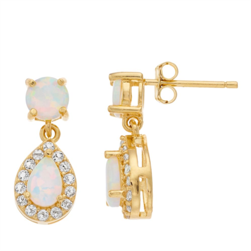 Gemminded 18k Gold Over Silver Lab-Created Opal Drop Earrings
