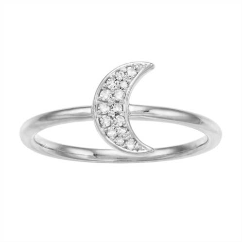 Gemminded Silver Tone 1/10-ct. T.W. Diamond Accent Crescent Moon Ring
