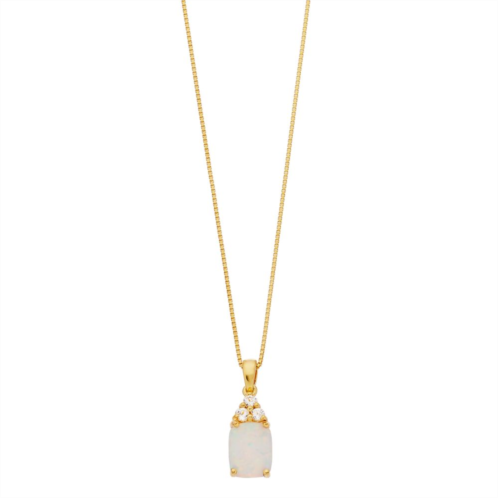 Gemminded Gold Over Silver Lab-Created Opal Pendant Necklace