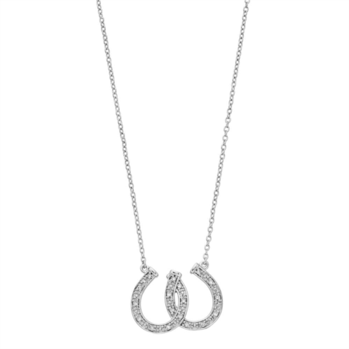 Gemminded Sterling Silver 1/10 Carat T.W. Horseshoe Pendant Necklace