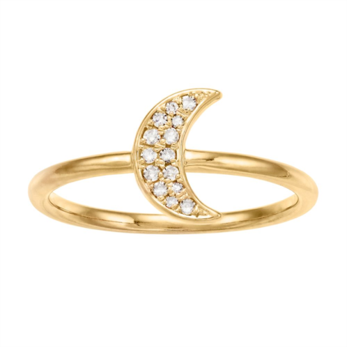 Gemminded 18k Gold 1/10 ct. T.W. Diamond Crescent Moon Ring