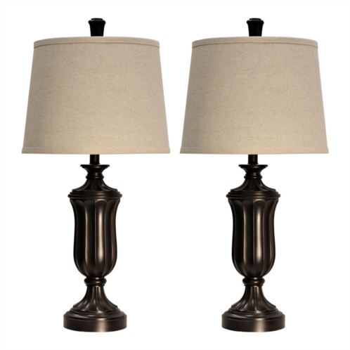 Unbranded Table Lamp Bronze Wood Finish Set of 2