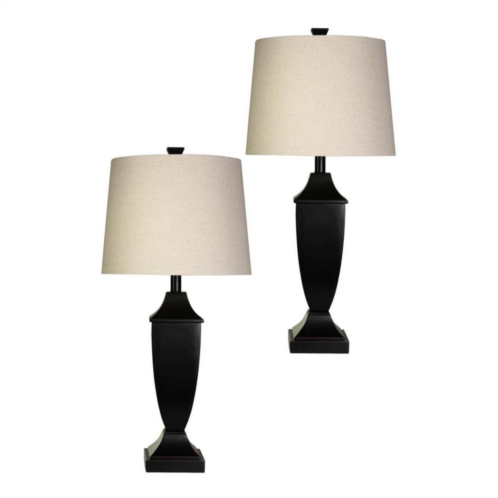 Unbranded 2-piece Bronze Wood Finish Table Lamp Set