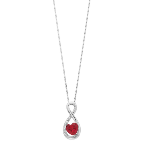 Gemminded Sterling Silver Gemstone Heart Infinity Pendant Necklace