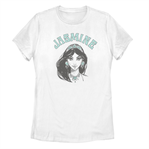 Licensed Character Juniors Disneys Aladdin Jasmine Sketched Portrait Tee Shirt