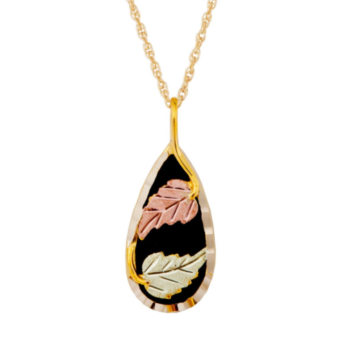 Black Hills Gold Tri-Tone Onyx Pendant Necklace