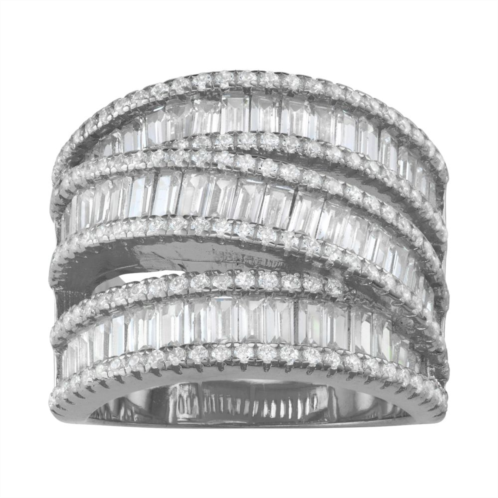 Designs by Gioelli Sterling Silver Cubic Zirconia Triple Row Wrap-Around Ring