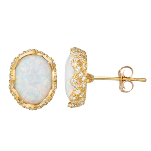 Designs by Gioelli 10k Gold Gemstone Oval Stud Earrings