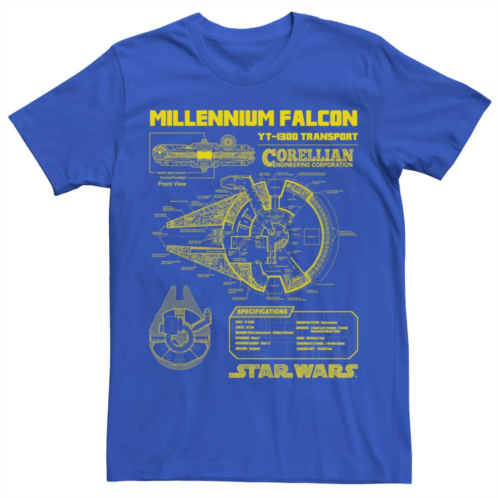 Licensed Character Mens Star Wars Millennium Falcon Schematics Tee