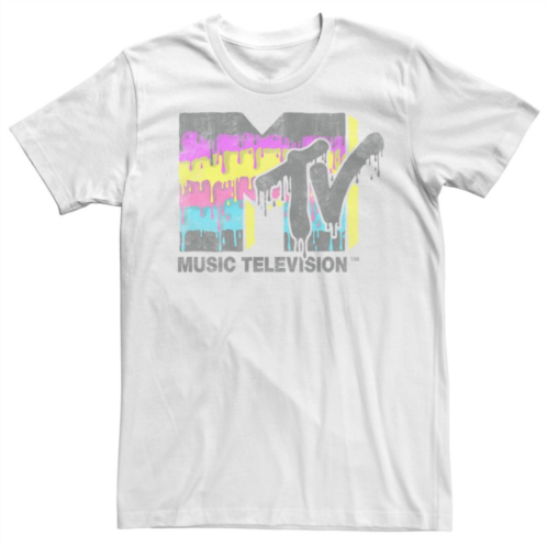 Licensed Character Mens MTV Layered Paint Drip Vintage Logo Short Sleeve Tee